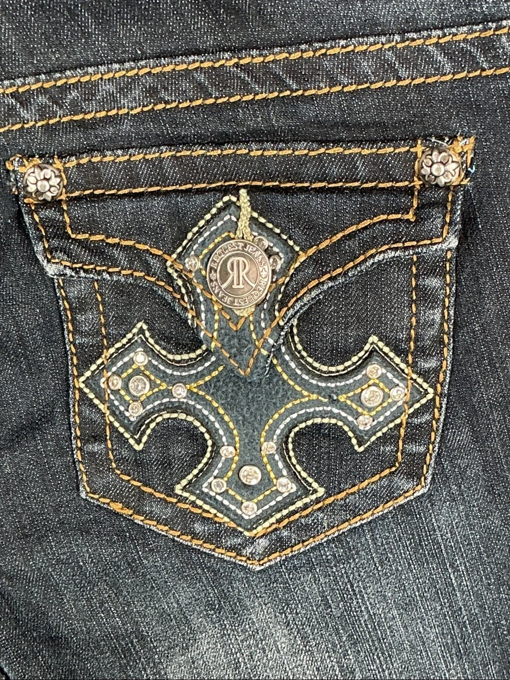 Request Jeans Cross Rhinestone Bermuda Shorts Low Rise Size 5 27